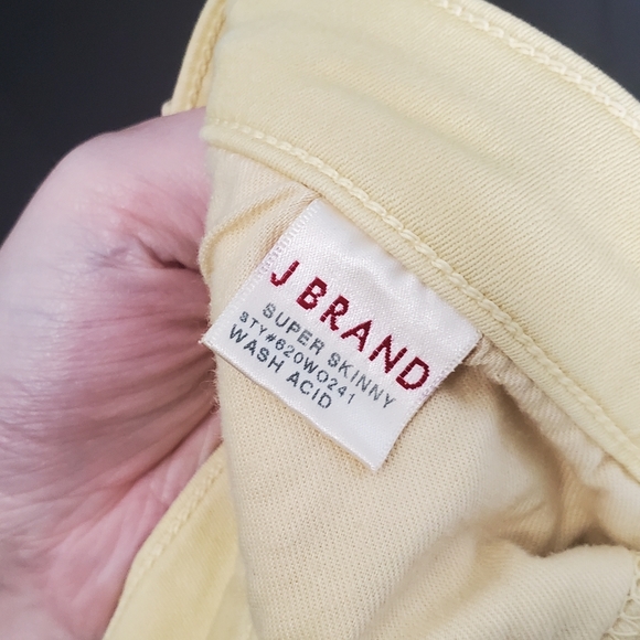 J BRAND Buttercup Yellow Mid-Rise Super Skinny Jeans Wash Acid Size 28 - Picture 10 of 12